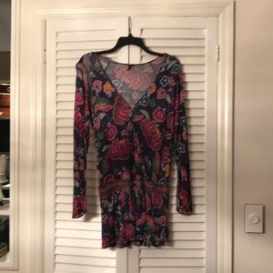 Anthropologie floral drop waist tunic top